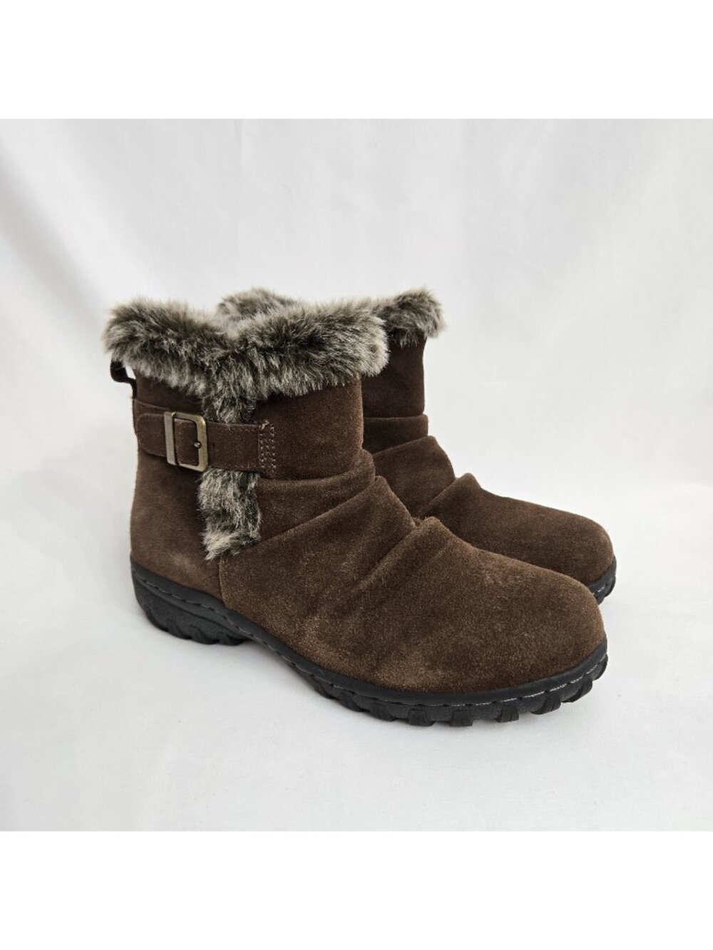 Khombu Women’s All Weather LINDSEY Suede Ankle Boots w/Faux Fur Trim Size 7M